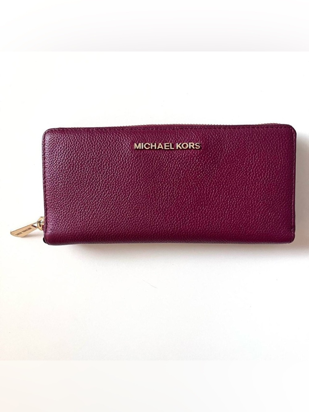 Michael Kors Berry Zip-Around Wallet with Gold Logo